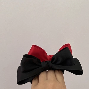 Elegant Sweet Princess Double Layer Satin Bow Hair Tie For Women Cute Large Ribbon Ponytail Elastic Scrunchie Hair Accessories