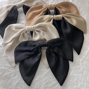 French Bow Hair Clip Satin Fabric Large Spring Top Clip Elegant Retro Hair Accessory For Women Party Daily Decoration