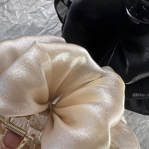 Pinces à cheveux élégantes avec grands nœuds en organza champagne et noir pour femmes
