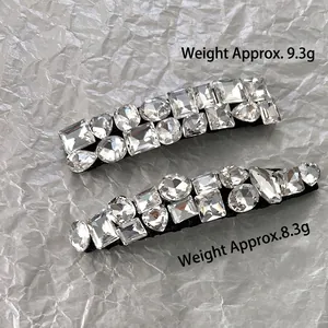 Barrettes à cheveux en cristal étincelant avec strass géométriques sur base noire