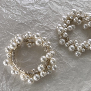 Élastique à Cheveux en Künstliche Perles d'Imitation Français Élégant Scrunchie Doux Haute Élasticité Accessoires Cheveux Femme