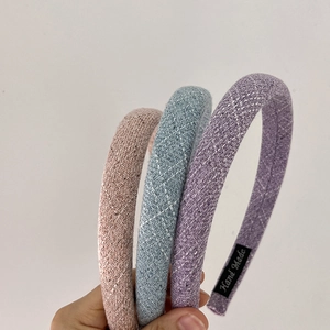 Three-piece set of thick sponge headbands in tweed fabric with Morandi colors