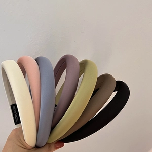 French Style Padded Sponge Headband Solid Color Fabric Hair Band Elevated Crown Hair Hoop For Women Daily Hair Accessories