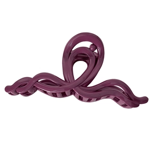 Grande pince à cheveux élégante ondulée violet prune pour coiffures de style français chics