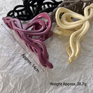 Pinces à cheveux françaises en acrylique nacré ondulé en violet beige et noir