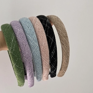 Vintage Padded Tweed Hair Band Rhombus Pattern Sponge Headband For Women Elegant Face Wash Hair Hoop Fashion Hair Accessories