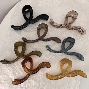 French Jelly Color Shark Hair Claw Clip Large Non-Slip Twist Cross Hair Clamp Minimalist Daily Hair Accessories For Women
