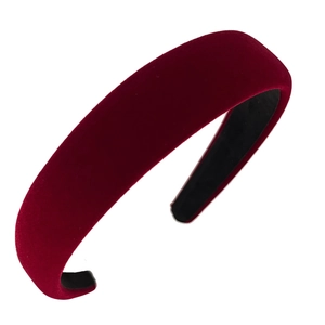 Elegant burgundy velvet padded headband featuring a vintage French style design