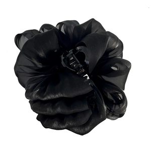 Grande pince à cheveux élégante en tulle noir avec nœud papillon pour femmes
