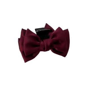 Pince à cheveux élégante en satin bordeaux avec nœud papillon pour femmes et filles