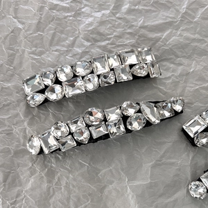 Pince à Cheveux Vintage en Alliage avec Strass Femme Cristal Scintillant Pince BB Épingle à Cheveux Élégante Mariage Fête