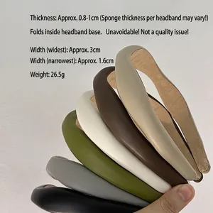 Faux leather padded wave sponge headband available in diverse solid colors and multiple sizes