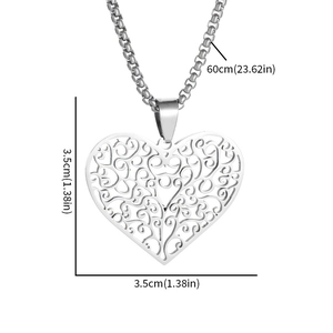 Collier rétro avec pendentif coeur évidé en acier inoxydable et chaîne de 60cm