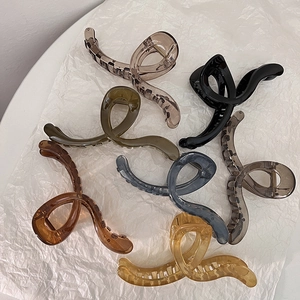 French jelly colored large hair claws set with seven translucent resin shark clips