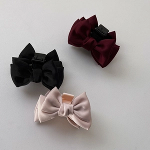 Pince à Cheveux Nœud en Satin pour Femmes Filles Élégante Pince à Cheveux Ruban en Tissu Couleur Unie Accessoires Cheveux
