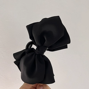 Elegant French black ribbon bow hair claw clip for elegant women hairstyles