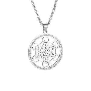 Silver hexagram star hollow pendant necklace with sparkling rhinestones and box chain