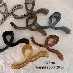 French style jelly color large hair claw clips in assorted wavy aesthetic designs