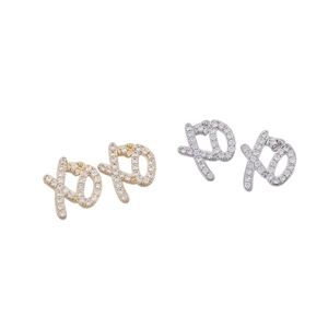 Boucles d'oreilles XOXO plaquées or et argent avec zircons blancs pour un style hip-hop