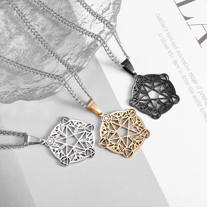 Hollow stainless steel pentagram necklace set in gold silver and black finishes