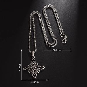 Men's celtic knot pendant necklace in vintage silver finish with 600mm chain link