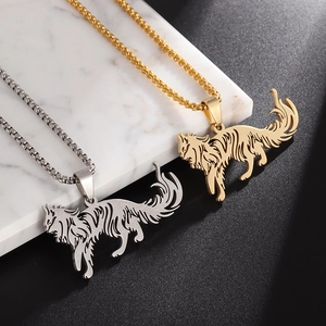 Halskette Aus Edelstahl Mit Tieranhänger Hohles Design Hip Hop Punk Schmuck Lange Gliederkette Für Unisex Gold Stahl