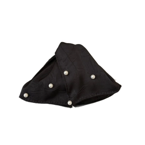 French vintage style triangle shark hair clip with white pearls and black fabric finish