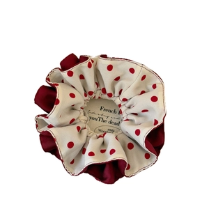 French vintage red polka dot layered hair scrunchie for elegant women hairstyles