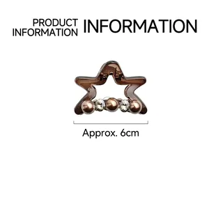 Elegant star-shaped hair claw clip with brown pearls and rhinestones, 6cm width