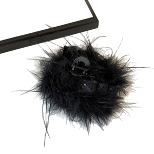 Pince à cheveux élégante en plumes noires avec paillettes pour coiffure volumineuse