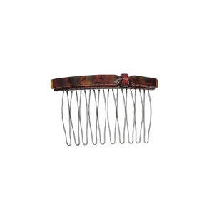 Tortoiseshell acetate hair comb with twelve silver metal teeth for elegant styling