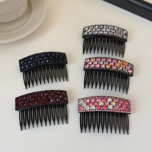 Five luxury rhinestone hair combs in various colors on a clean minimalist background