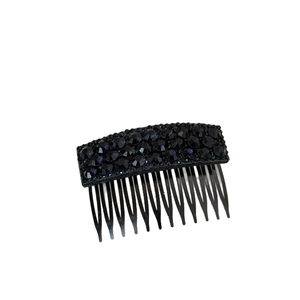 Sparkling multi-row rhinestone hair comb clip for women with elegant black finish