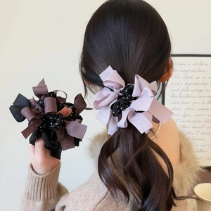 Elastici per Capelli a Pois con Fiocco in Stile Coreano Chiffon Eleganti Elastici per Capelli per Donna Accessori Decorativi