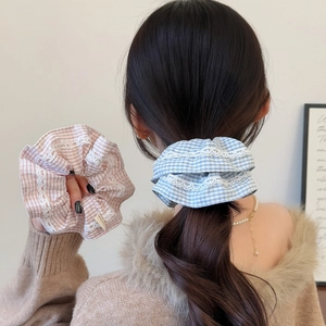 Chouchous en Dentelle à Carreaux Doux pour Femmes Attaches à Cheveux en Coton Élastiques Porte Queue de Cheval Accessoires Cheveux