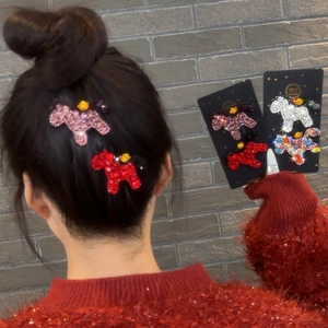 Fermagli per Capelli a Forma di Animale con Strass Pony Cane Orso Lega Scintillante Cristallo Clip a Becco d'Anatra Forcine Laterali da Donna Accessori per Capelli alla Moda