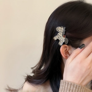 Elegante fermaglio per capelli a forma di orso con strass e cristalli per donne