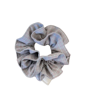 Chouchou chic à carreaux violets pour femmes fabriqué en tissu à damier texturé
