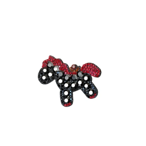 Fermaglio per capelli a forma di pony con strass rossi e neri per uno stile raffinato