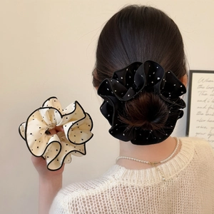 Koreanischer Stil Herz Polka Dot Scrunchies Großer Haargummi Für Damen Mädchen Süßes Stoff Elastisches Zubehör