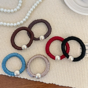 Chouchou Élégant En Satin Plissé Avec Grande Künstliche Perle D'Imitation Élastique À Haute Élasticité Pour Femme Accessoires Cheveux