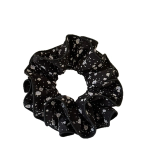 Elastico per capelli nero a fiori doppio strato per code di cavallo eleganti