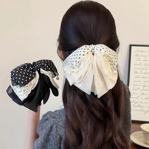 Pince à Cheveux Nœud en Dentelle à Pois Avec Pendentif en Künstliche Perle Mousseline Organza Pour Femme Élégant Bijoux de Tête