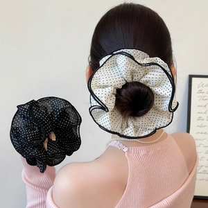 Große Polka Dot Netz Haargummis Für Damen Hohe Elastizität Rüschenkante Haargummi Koreanischer Stil Lässiger Pferdeschwanzhalter Haarschmuck