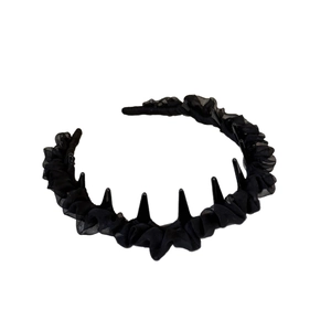 Cerchietto alla moda in tulle nero con denti interni per volume e fissaggio