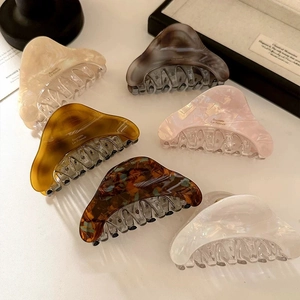 Pince à Cheveux en Acétate Vintage Français pour Femmes Grande Pince Girafe Marbrée Écaille de Tortue Accessoires Cheveux