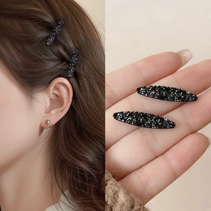 Handmade Alloy Rhinestone Duckbill Hair Clip For Women Korean Style Small Shimmering Side Clip Elegant Hair Accessory