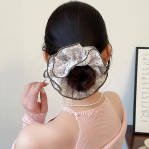 Elastico per capelli in pizzo floreale con motivi viola per acconciatura a chignon