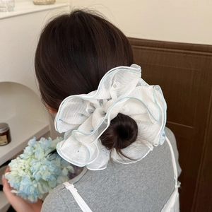 Scrunchie Floreale in Maglia Dolce Fresca Estiva Elastico per Capelli in Organza Oversize per Donna Vacanza Quotidiano Accessori per Capelli