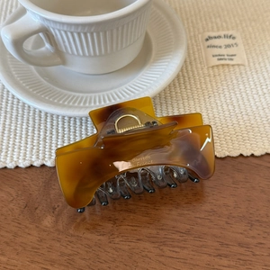 Détail de la pince à cheveux écaille de tortue ambre avec ressort doré Barrette La France
